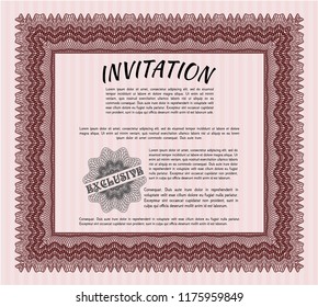 Red Retro invitation template. Vector illustration. With background. Perfect design. 