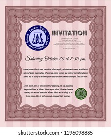 Red Retro invitation template. Vector illustration. With background. Good design. 