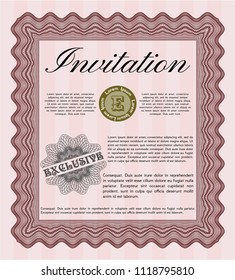 Red Retro invitation. Vector illustration. With quality background. Beauty design. 