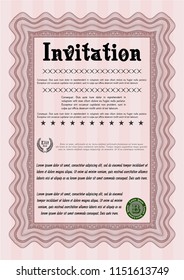 Red Retro invitation. Vector illustration. With quality background. Money style design. 