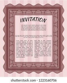Red Retro invitation. Vector illustration. Easy to print. Retro design. 