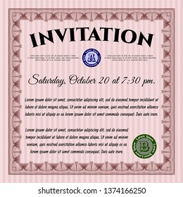 Red Retro invitation. Vector illustration. Printer friendly. Nice design. 