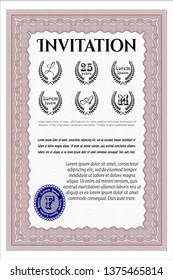 Red Retro invitation. Vector illustration. With background. Retro design. 
