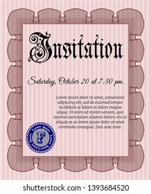 Red Retro invitation. Vector illustration. Printer friendly. Retro design. 