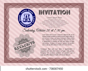 Red Retro invitation. Vector illustration. With quality background. Excellent design. 