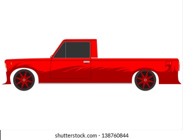 Red Retro Lowrider. Vector