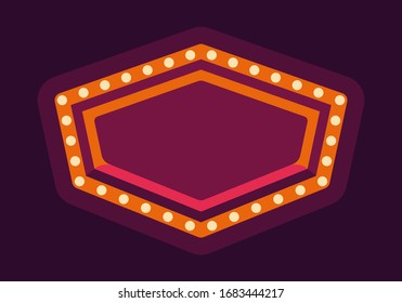 Red retro marquee light frame flat illustration