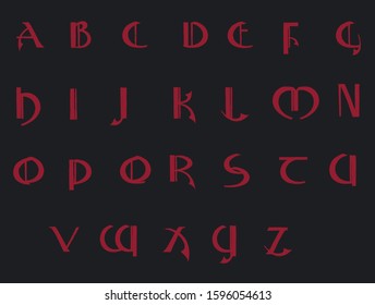 Red retro modern font - vector