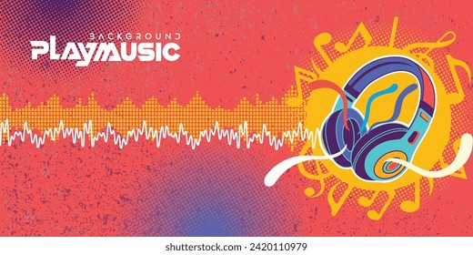 Red retro music background illustration