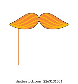 Red retro mustache. Paper props for party. Masks for a photo shoot. Fashion retro hippie style. Vector illustration on white background