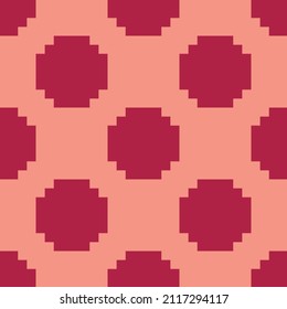 Red retro Polka Dot seamless pattern pixel art. Vector illustration.