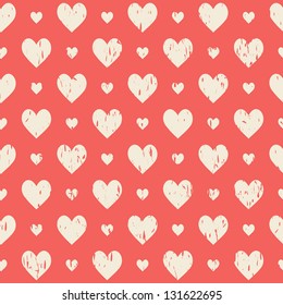 red retro seamless pattern with hearts