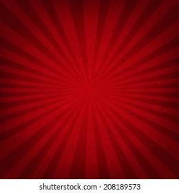 Red Retro Sunburst Paper, With Gradient Mesh, Vector Illustration