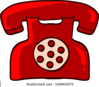 Red retro telephone, illustration, vector on white background.