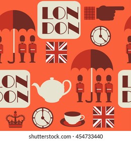 red retro vector british seamless pattern