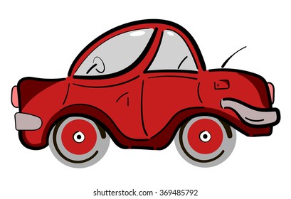 Red retro vintage flat car. Vector illustration