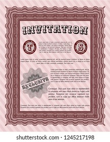Red Retro vintage invitation. Beauty design. Complex background. Customizable, Easy to edit and change colors. 