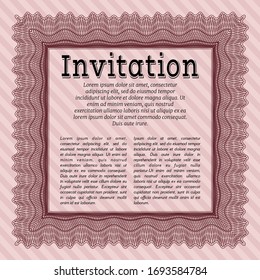 Red Retro vintage invitation. Complex background. Money Pattern design. Detailed. 