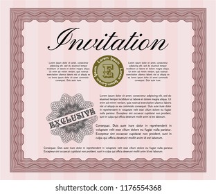 Red Retro vintage invitation. Customizable, Easy to edit and change colors. Printer friendly. Money design. 