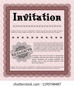 Red Retro vintage invitation. Customizable, Easy to edit and change colors. With background. Beauty design. 