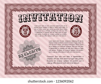Red Retro vintage invitation. Customizable, Easy to edit and change colors. Easy to print. Retro design. 