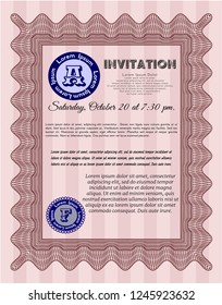 Red Retro vintage invitation. Customizable, Easy to edit and change colors. Printer friendly. Nice design. 