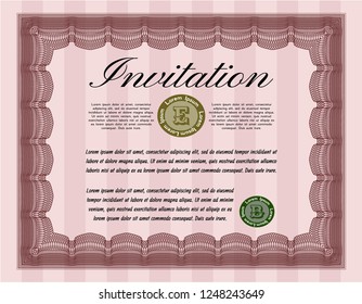 Red Retro vintage invitation. Customizable, Easy to edit and change colors. Printer friendly. Superior design. 