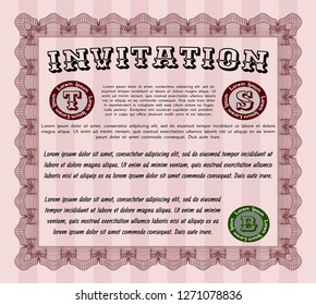 Red Retro vintage invitation. Customizable, Easy to edit and change colors. Printer friendly. Modern design. 