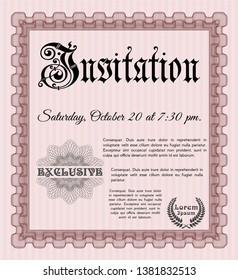 Red Retro vintage invitation. Customizable, Easy to edit and change colors. Printer friendly. Money Pattern design. 