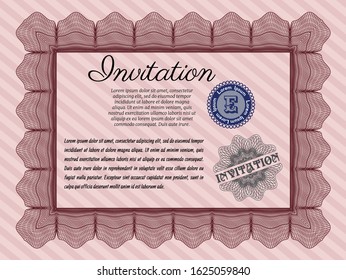 Red Retro vintage invitation. Customizable, Easy to edit and change colors. With linear background. Modern design. 
