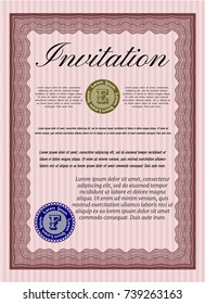 Red Retro vintage invitation. Customizable, Easy to edit and change colors. With background. Modern design. 