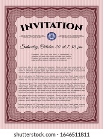 Red Retro vintage invitation. Retro design. With complex background. Customizable, Easy to edit and change colors. 