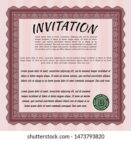 Red Retro vintage invitation. Detailed. With quality background. Nice design. 