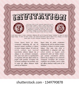 Red Retro vintage invitation. Excellent design. With complex background. Customizable, Easy to edit and change colors. 