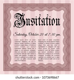 Red Retro vintage invitation. Good design. With quality background. Vector illustration. 