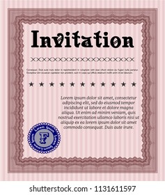 Red Retro vintage invitation. With great quality guilloche pattern. Lovely design. Customizable, Easy to edit and change colors. 