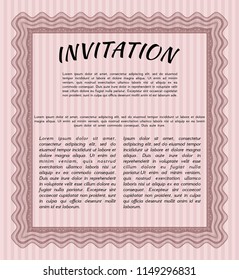 Red Retro vintage invitation. With great quality guilloche pattern. Detailed. Beauty design. 