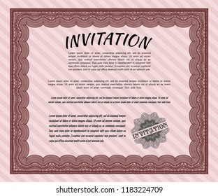 Red Retro vintage invitation. Modern design. Printer friendly. Vector illustration. 