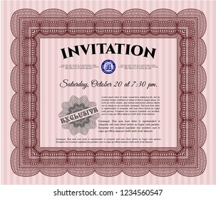 Red Retro vintage invitation. Modern design. Customizable, Easy to edit and change colors. With background. 