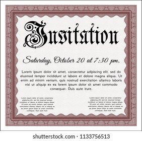 Red Retro vintage invitation. Money Pattern. With guilloche pattern and background. Detailed. 