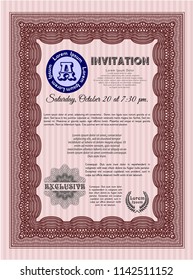 Red Retro vintage invitation. Money Pattern. With quality background. Detailed. 