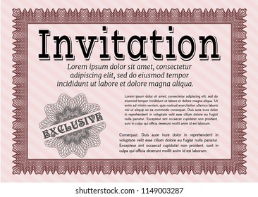 Red Retro vintage invitation. Money style design. Vector illustration. With quality background. 