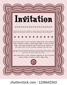 Red Retro vintage invitation. Money style design. Printer friendly. Customizable, Easy to edit and change colors. 