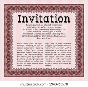 Red Retro vintage invitation. Money Pattern. Customizable, Easy to edit and change colors. With complex background. 