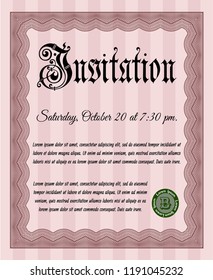 Red Retro vintage invitation. Printer friendly. Artistry design. Customizable, Easy to edit and change colors. 