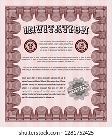 Red Retro vintage invitation. Printer friendly. Customizable, Easy to edit and change colors. Superior design. 