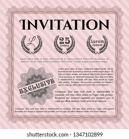 Red Retro vintage invitation. Printer friendly. Customizable, Easy to edit and change colors. Money Pattern design. 