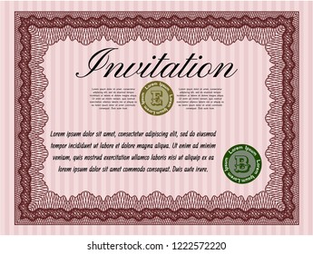Red Retro vintage invitation. With quality background. Vector illustration. Nice design. 