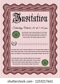 Red Retro vintage invitation. With quality background. Customizable, Easy to edit and change colors. Superior design. 