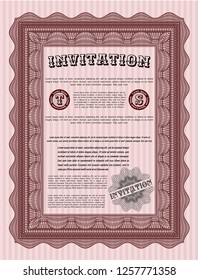 Red Retro vintage invitation. With quality background. Customizable, Easy to edit and change colors. Superior design. 